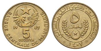 Мавритания 5 угий 1987 KM 3 алюминиевая бронза UNC 4671-116