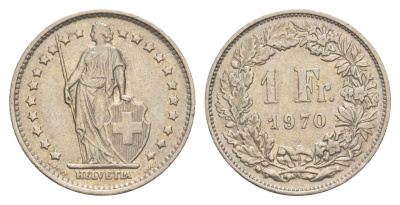 Швейцария 1 франк 1970 KM 24a медно-никель 4637-112