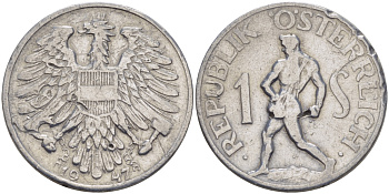 АВСТРИЯ 1 ШИЛЛИНГ 1947 KM 2871 алюминий 67-651