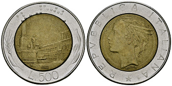 Италия 500 лир 1982 R, Квиринальский дворец в Риме KM 111 биметалл 4138-635