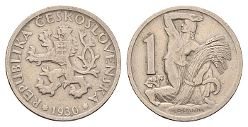 Чехословакия 1 крона 1930 KM 4 медно-никель 4116-946