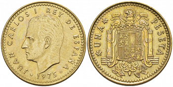 Испания 1 песета 1975 (76) Хуан Карлос I (1975-2001) KM 806 алюминиевая бронза 87-1512