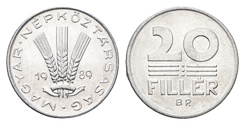Венгрия 20 филлеров 1989 BP KM 573 алюминий 4668-157