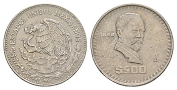 Мексика 500 песо 1988 Мо, Франсиско Игнасио Мадеро KM 529 медно-никель 4634-332