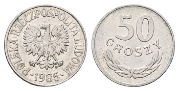 Польша 50 грошей 1985 Y 48.1 алюминий aUNC 4616-112