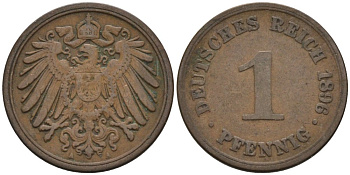 Германия 1 пфенниг 1896 A KM 10, J. 10 медь 4567-1124