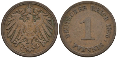 Германия 1 пфенниг 1896 A KM 10, J. 10 медь 4567-1124
