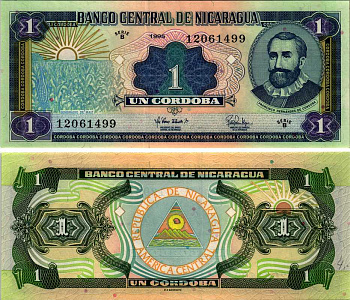 НИКАРАГУА 1 КОРДОБА 1995 СЕРИЯ В, ХЕРНАНДЕС КОРДОБА, BABN Pick 179 бумага UNC (ПРЕСС) 7548-119-2-2