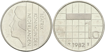 Нидерланды 1 гульден 1982 Беатрикс (1980-2013) KM 205 никель UNC 4579-414