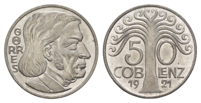 Кобленц 50 пфеннигов 1921 Funck 80.11A, Men05 4526.15, Men18 5727.15 железо UNC 1528-231