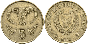 Кипр 5 центов 1985 KM 55.2 никель латунь 4141-927
