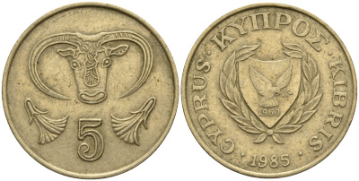 Кипр 5 центов 1985 KM 55.2 никель латунь 4141-927