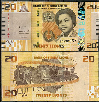 Сьерра-Леоне 20 леоне 2022 Констанс Каммингс-Джон, образование для расширения прав и возможностей женщин Pick 38 a  бумага  UNC (пресс) 448-166-3