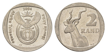 ЮАР 2 ранда 2004 KM 336 медь плакированная никелем 4626-1254
