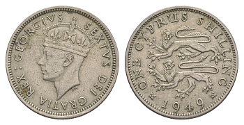 Кипр 1 шиллинг 1949 Георг VI (1936-1952), год-тип KM 31 медно-никель 4127-1323