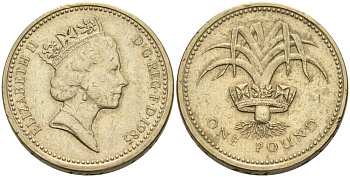 Великобритания 1 фунт 1985 Елизавета II (1952-2022) KM 941, Spink 4331 никель латунь 88-125