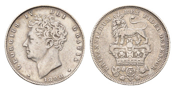 Великобритания 6 пенсов 1828 Георг IV (1820-1830), тираж 16000 экземпляров KM 698, Spink 3815 серебро 10-020-44