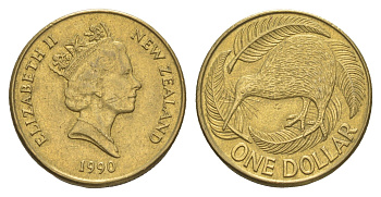 Новая Зеландия 1 доллар 1990 KM 78 алюминиевая бронза aUNC 4641-916
