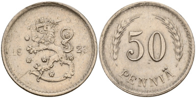Финляндия 50 пенни 1923 S KM 26 медно-никель 4547-731