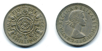 Великобритания 2 шиллинга (флорин) 1966 Елизавета II (1952-2022) KM 906, Spink 4146 медно-никель 4110-1532