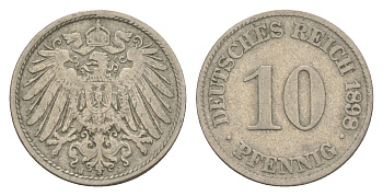 Германия 10 пфеннигов 1898 J, Вильгельм II (1888-1918) KM 12, J. 13 медно-никель 4644-1148