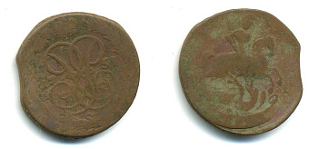 РОССИЯ 1 КОПЕЙКА 1759 медь 61-443