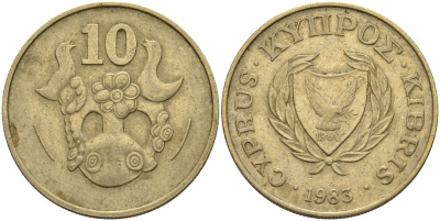Кипр 10 центов 1983 KM 56.1 никель латунь 4141-1131