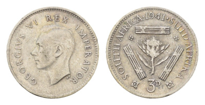 ЮАР 3 пенса 1941 Георг VI (1936-1952) KM 26 серебро 4564-936