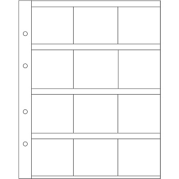 Лист в альбом Numis K50 для монет в холдерах, на 12 ячеек. Leuchtturm. 310444