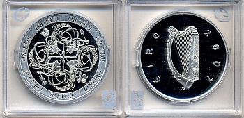 Ирландия 10 евро 2007 влияние Ирландии на европейскую культуру, символы влияния в 4-х областях культуры KM 58 серебро PROOF 5-3-1-47