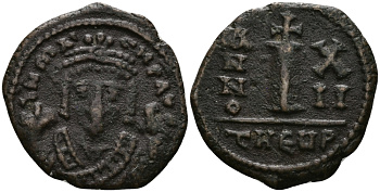 Византийская Империя декануммий 293 - 594 Маврикий Тиберий, Антиохия good very fine Sear 537 бронза 1073-10-54