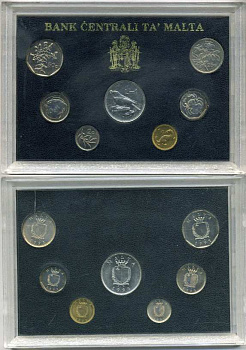 Мальта набор из 7 монет 1991 в пластике (1 цент-1 лира) KM 93-99 UNC 2-6-3-24