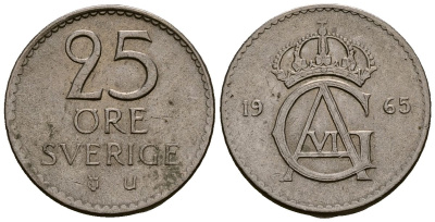 Дания 25 эре 1965 Фредерик IX (1947-1972) KM 850 медно-никель 4173-749