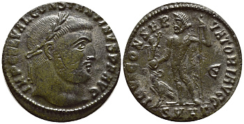 Римская Империя нуммий 313 Константин I Великий IOVI CONSERVATORI AVGG Гераклея about Extremely fine RIC 75 бронза 270-144