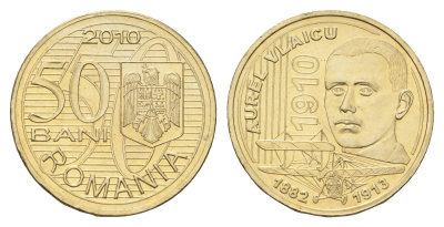 Румыния 50 бань (бани) 2010 100 лет первому полету Аурела Влайка KM 259 никель латунь UNC 4662-252