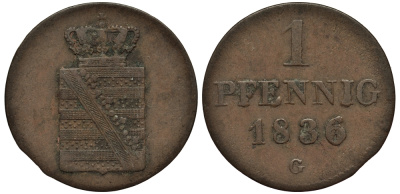 Саксония 1 пфенниг 1836 G KM 1135 медь    413-5615