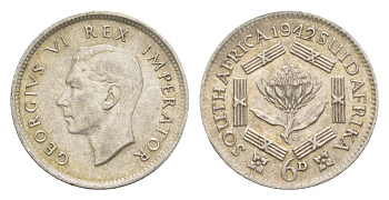 ЮАР 6 пенсов 1942 KM 27 серебро 4636-327