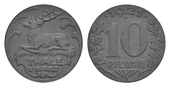 Тале 10 пфеннигов 1921 Funck 537.5, Men18 31183.1 цинк 1527-425