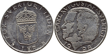 Швеция 1 крона 1998 Карл XVI Густав (1973- ) KM 852a медно-никель 4610-846
