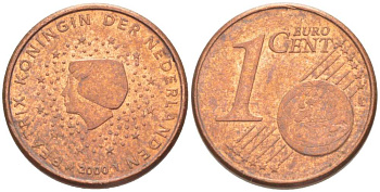 НИДЕРЛАНДЫ 1 ЕВРОЦЕНТ 2000 БЕАТРИКС KM 234 сталь плакированная медью 218-1239