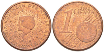 НИДЕРЛАНДЫ 1 ЕВРОЦЕНТ 2000 БЕАТРИКС KM 234 сталь плакированная медью 218-1239