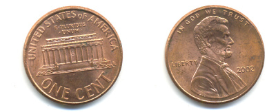 США 1 ЦЕНТ 2002 ЛИНКОЛЬН KM 201b цинк плакированный медью 86-438