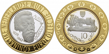Словакия 10 евро 2009 Аурель Стодола (1859-1942), 150 лет со дня рождения, евроколлекция Нидерландского монетного двора KM 108 серебро PROOF 11-141-33