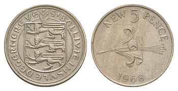 Гернси 5 пенсов 1968 KM 23 медно-никель 4566-216