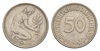 ФРГ 50 пфеннигов 1969 G KM 109.1, J. 384 медно-никель 4636-1121