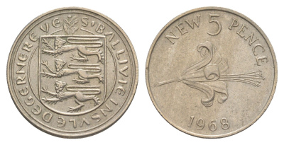 Гернси 5 пенсов 1968 KM 23 медно-никель 4566-216
