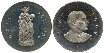 Ирландия 10 шиллингов 1966 50 лет Пасхального восстания 1916 года KM 18 серебро PROOF 00-816-41