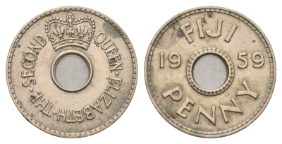 Фиджи 1 пенни 1959 Елизавета II (1952-2022) KM 21 медно-никель aUNC 4671-357