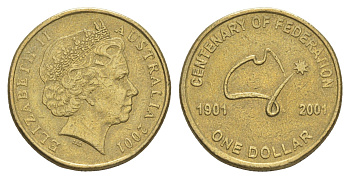 Австралия 1 доллар 2001 Столетие Федерации KM 534.1 алюминиевая бронза 4652-225