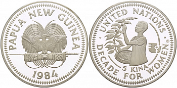 Папуа-Новая Гвинея 5 кина 1984 Международный год женщин KM 28 серебро PROOF 11-176-23